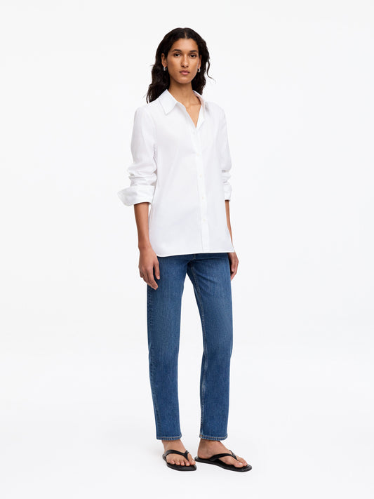 Slim Stretch Cotton Shirt - White - Image 2