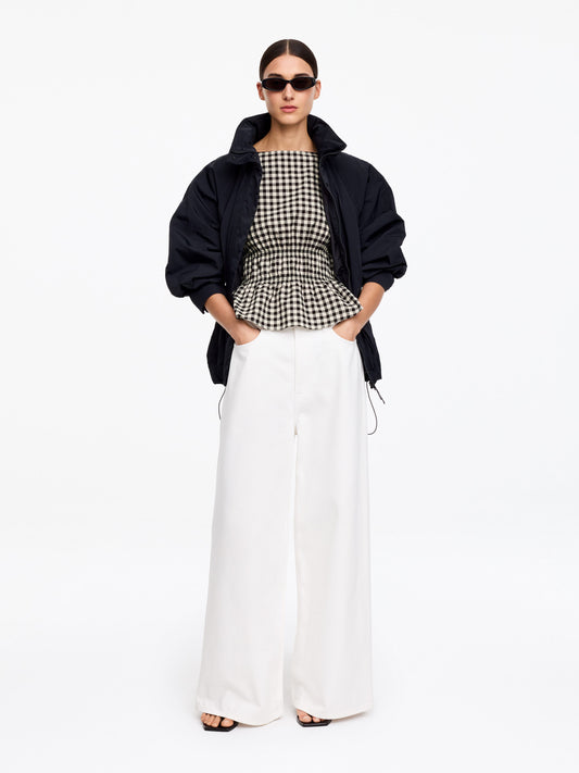 Seersucker Smock Top - Black - Image 2
