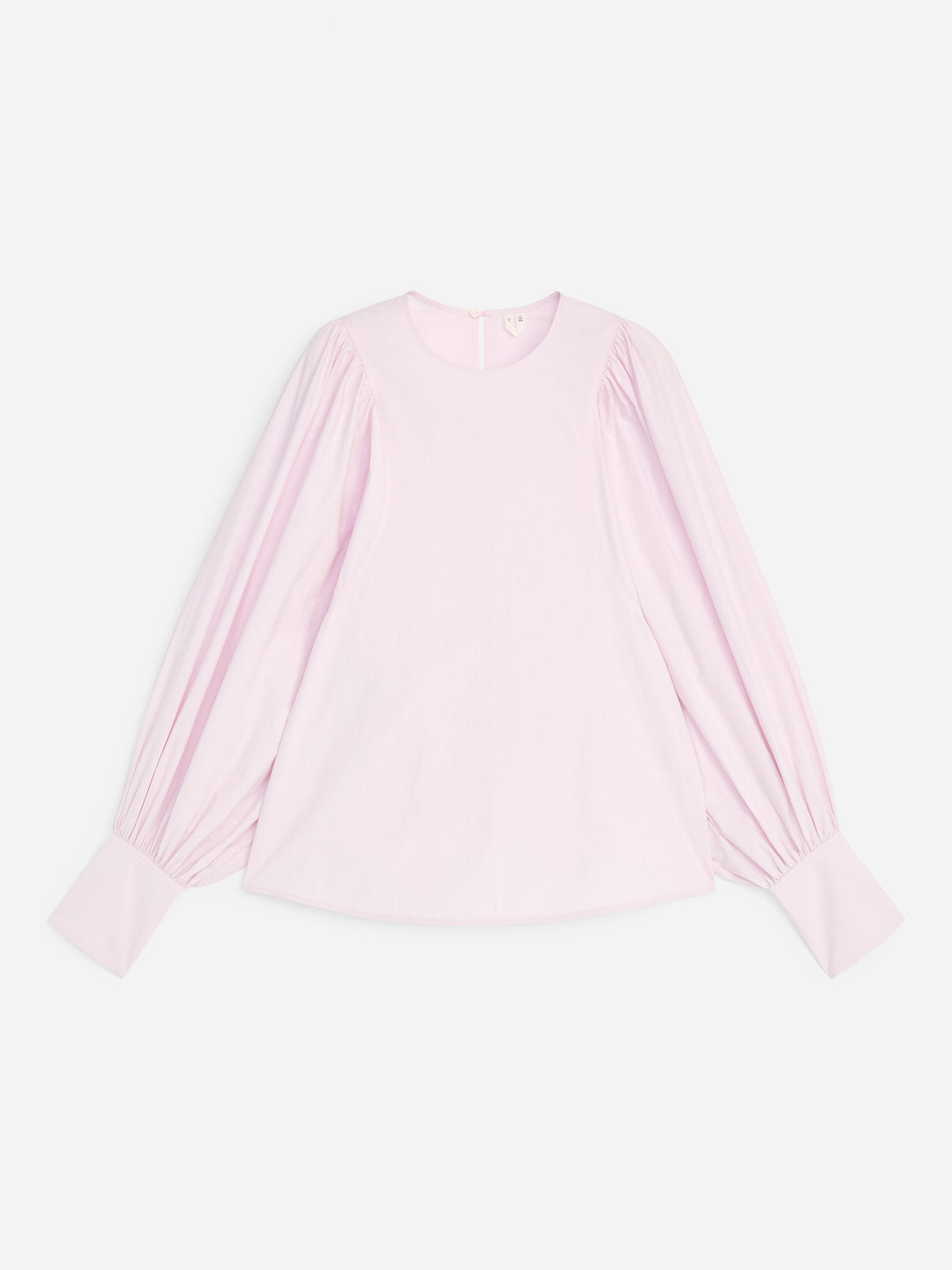 Volume-Sleeve Cotton Blouse - Pink - Image 5