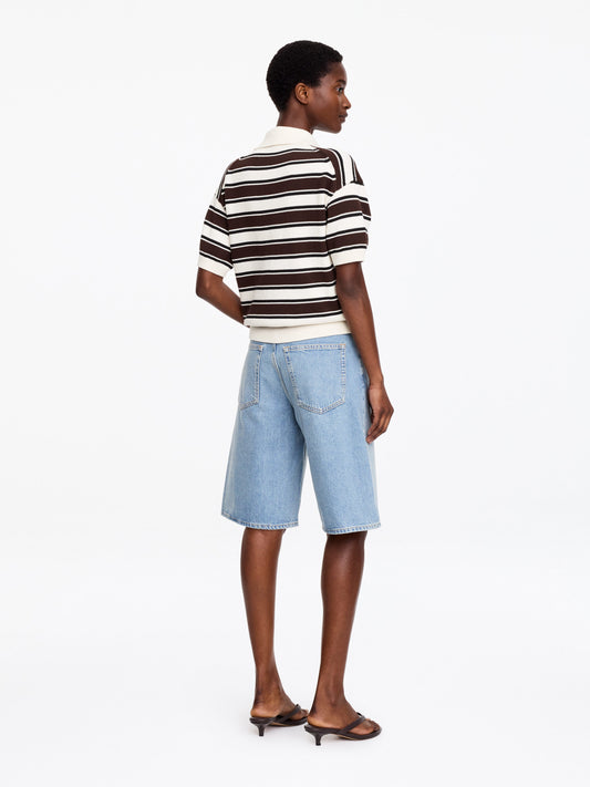 Short-Sleeve Cotton Polo Shirt - Brown - Image 2