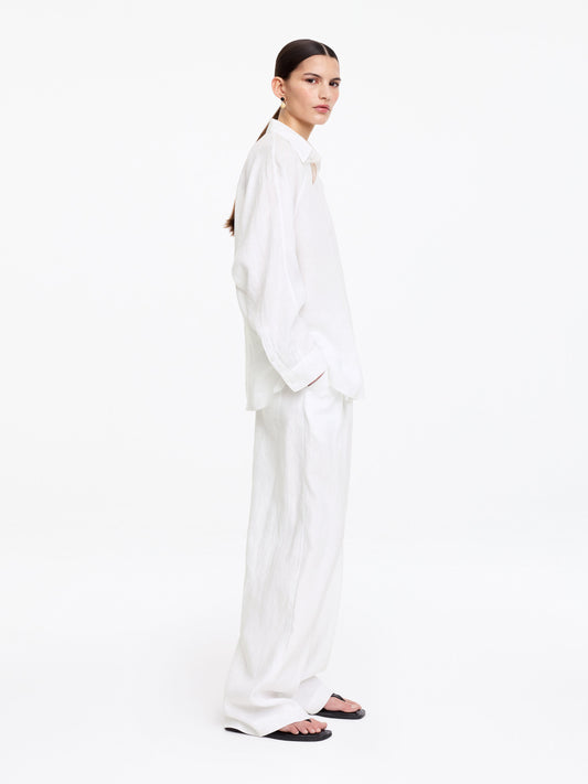 Relaxed Linen Shirt - White - Image 2