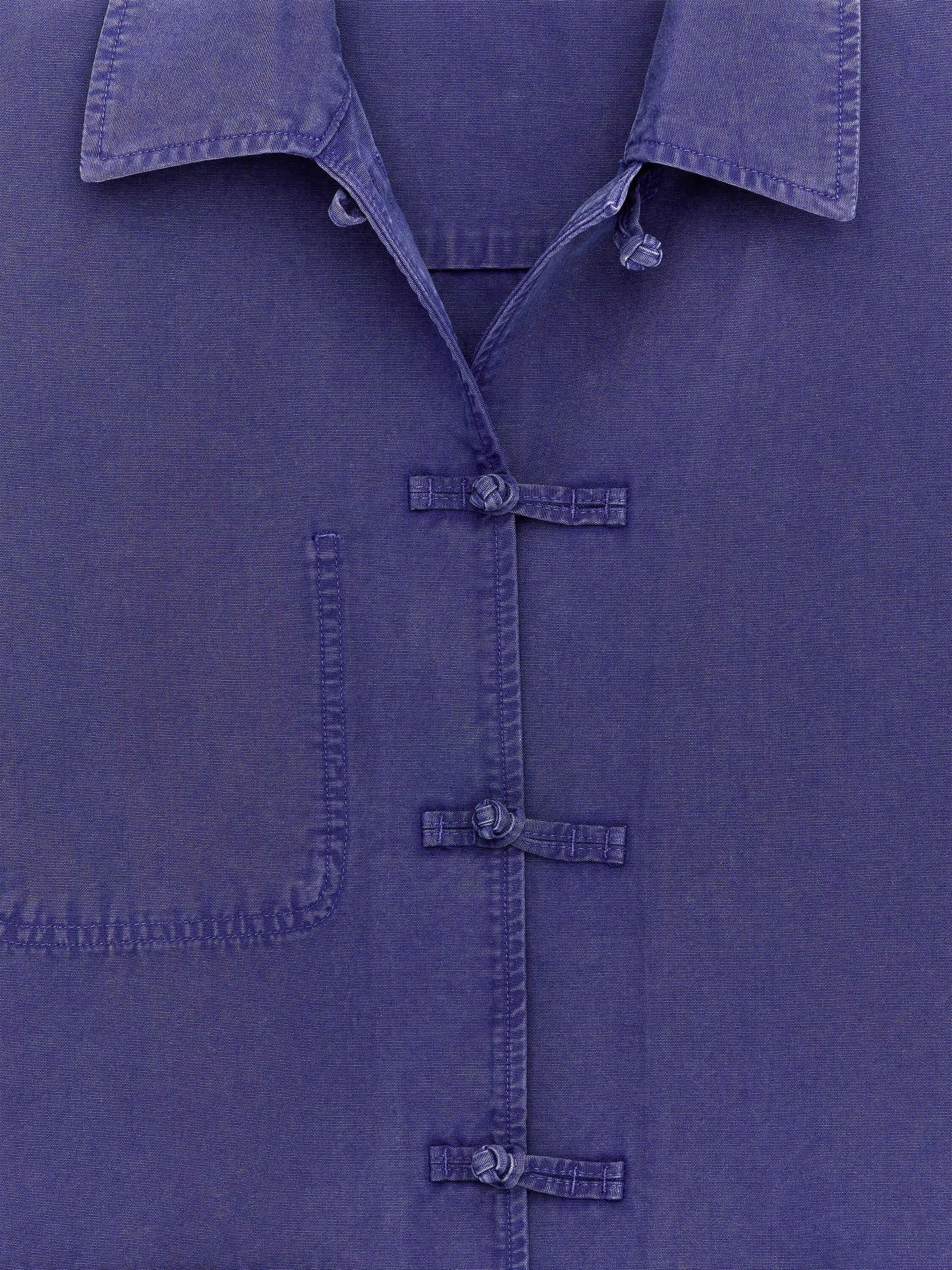 Knot-Button Overshirt - Blue - Image 7