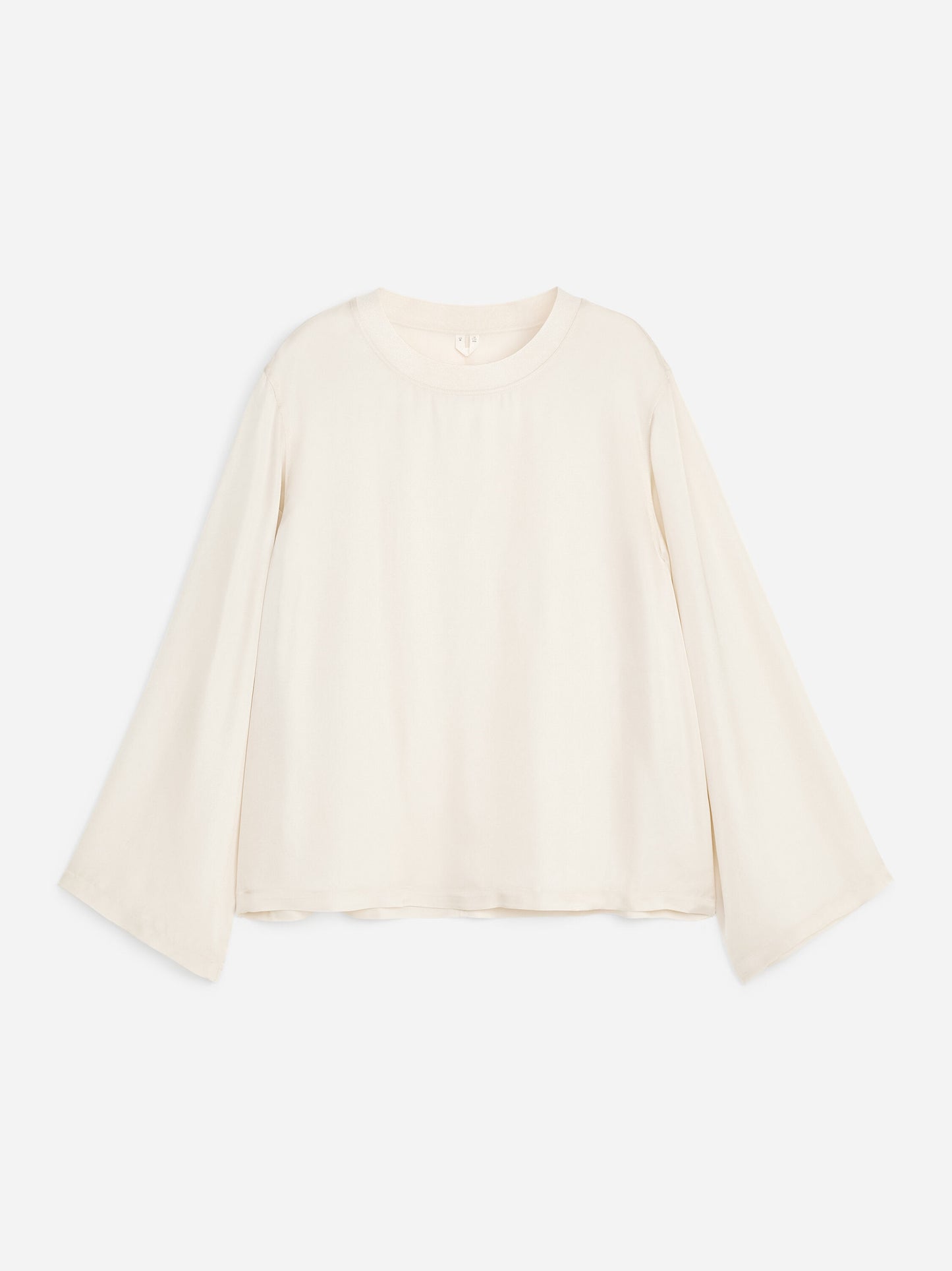 Long-Sleeve Satin Top - White - Image 5
