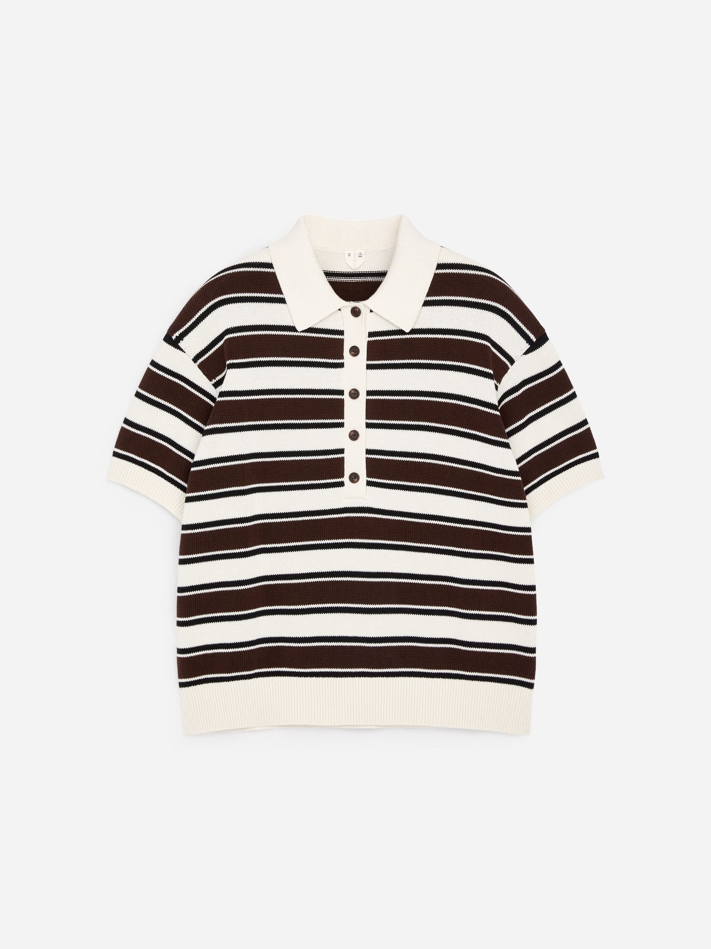 Short-Sleeve Cotton Polo Shirt - Brown - Image 5