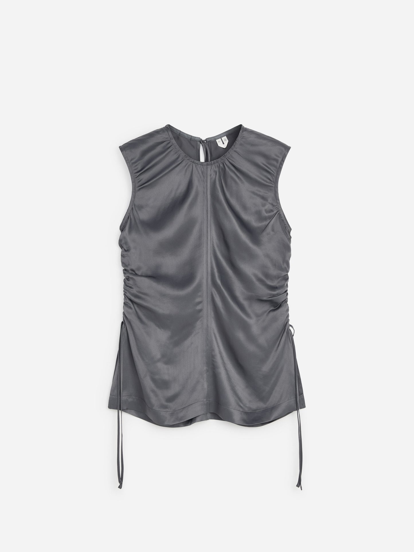 Satin Drawstring Top - Grey - Image 5