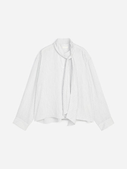 Detachable Scarf Blouse - White - Image 5