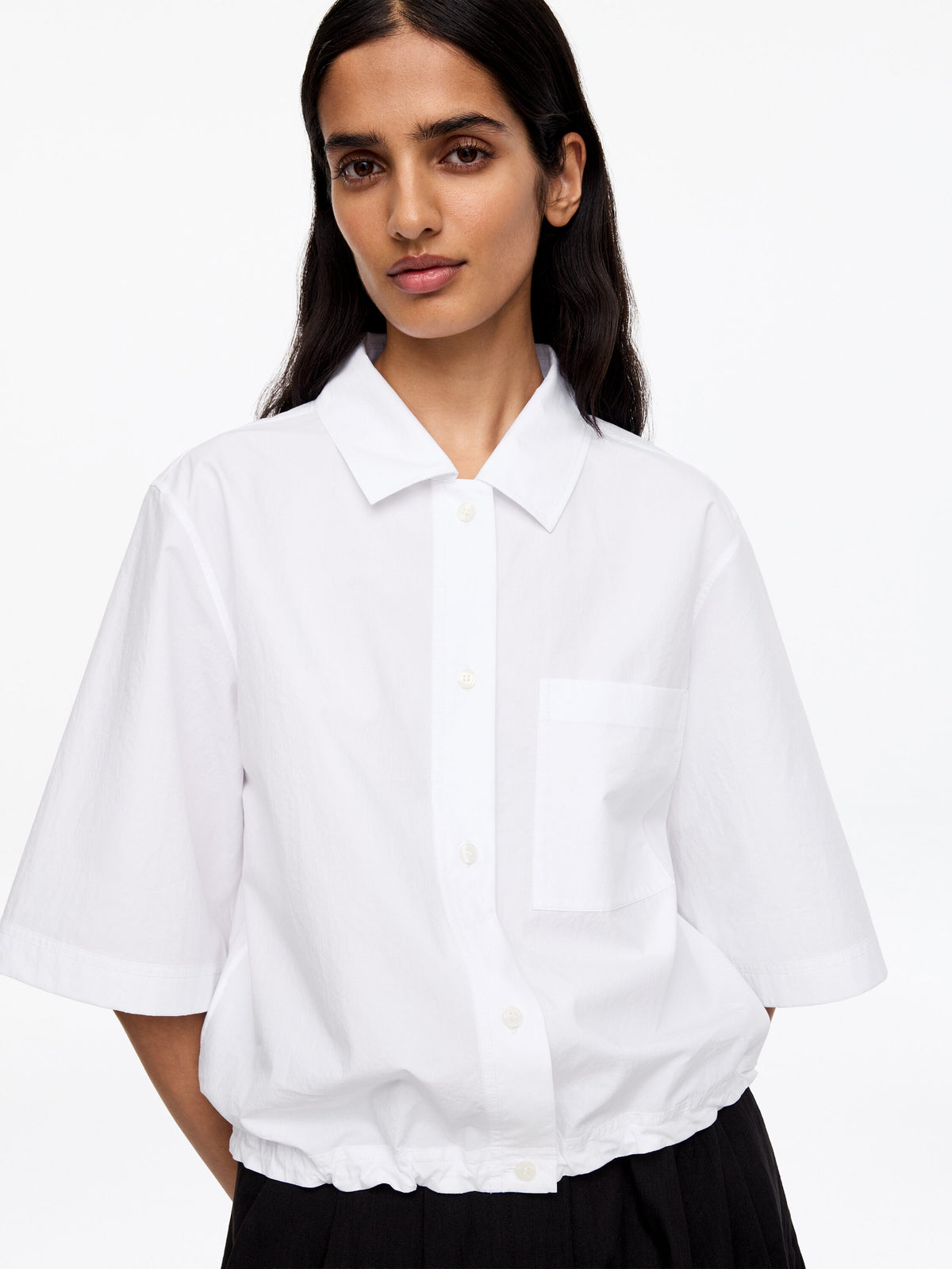 Cotton Short-Sleeve Shirt - White - Image 4