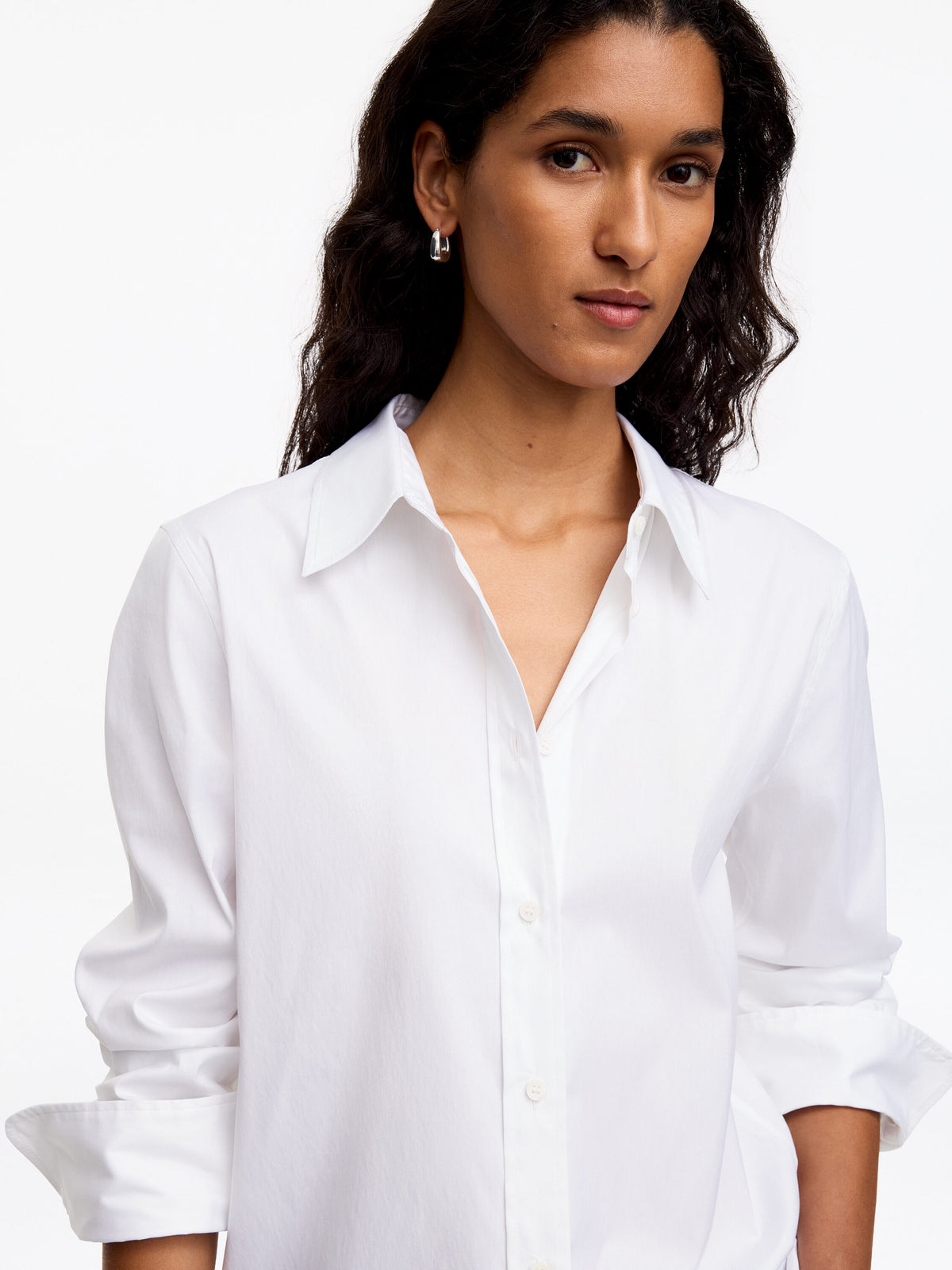 Slim Stretch Cotton Shirt - White - Image 4