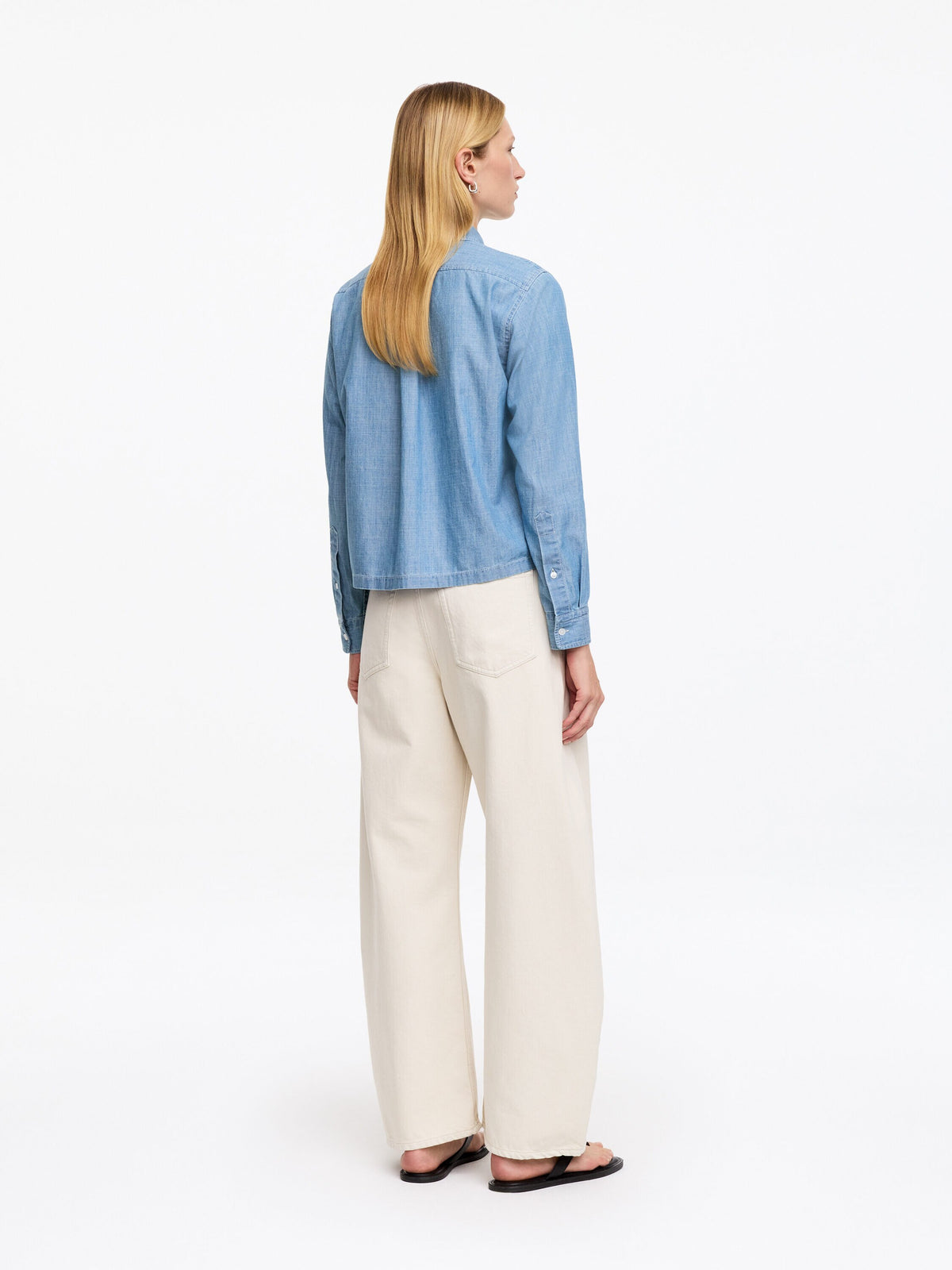 Denim Chambray Shirt - Blue - Image 3