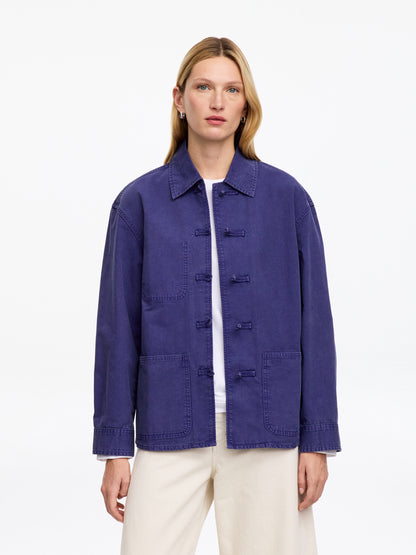 Knot-Button Overshirt - Blue - Image 2