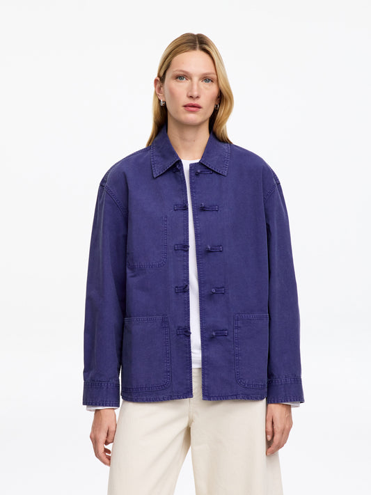 Knot-Button Overshirt - Blue - Image 2