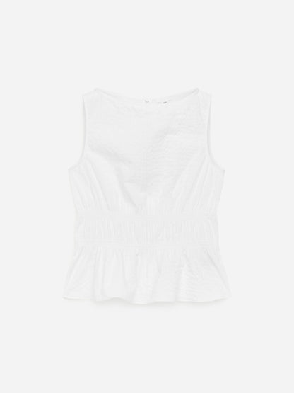 Seersucker Smock Top - White - Image 6