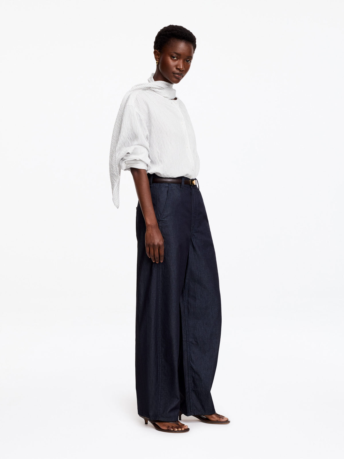 Detachable Scarf Blouse - White - Image 3
