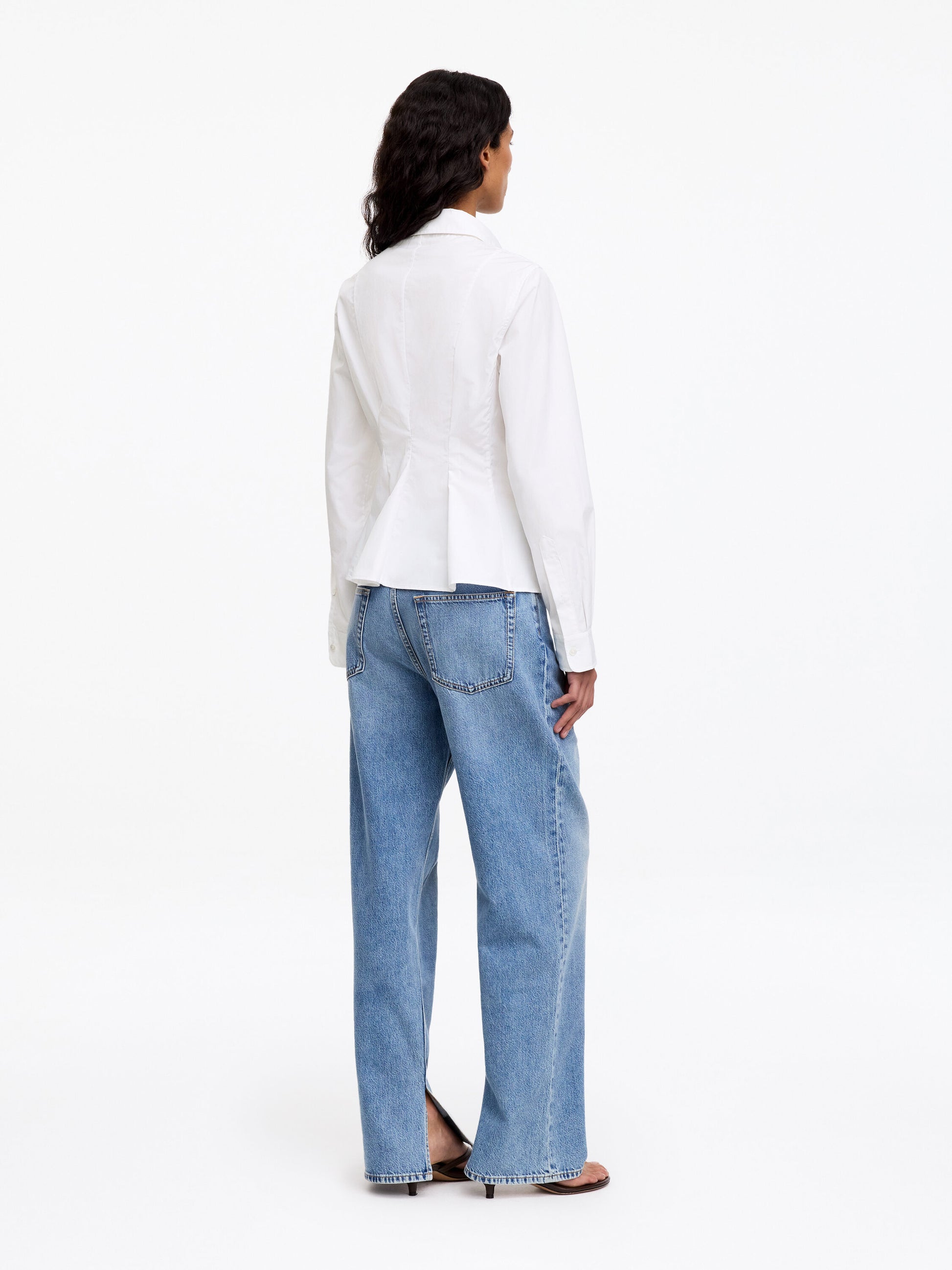 Fitted Cotton Poplin Shirt - White - Image 3
