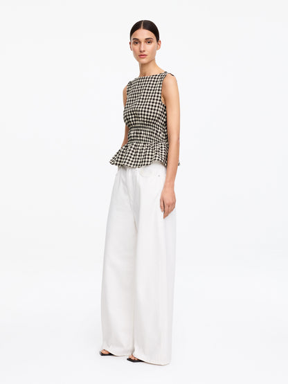 Seersucker Smock Top - Black - Image 4