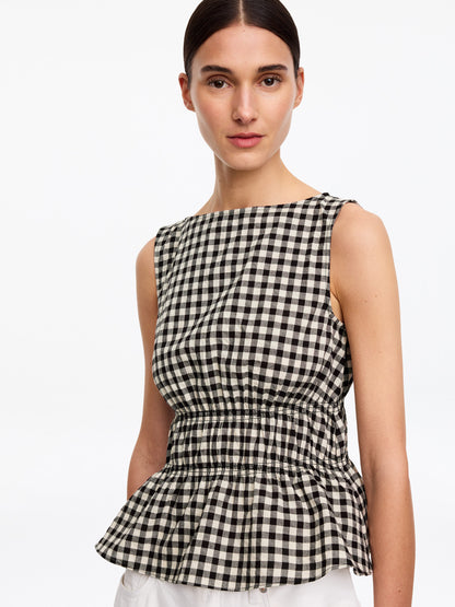 Seersucker Smock Top - Black - Image 5