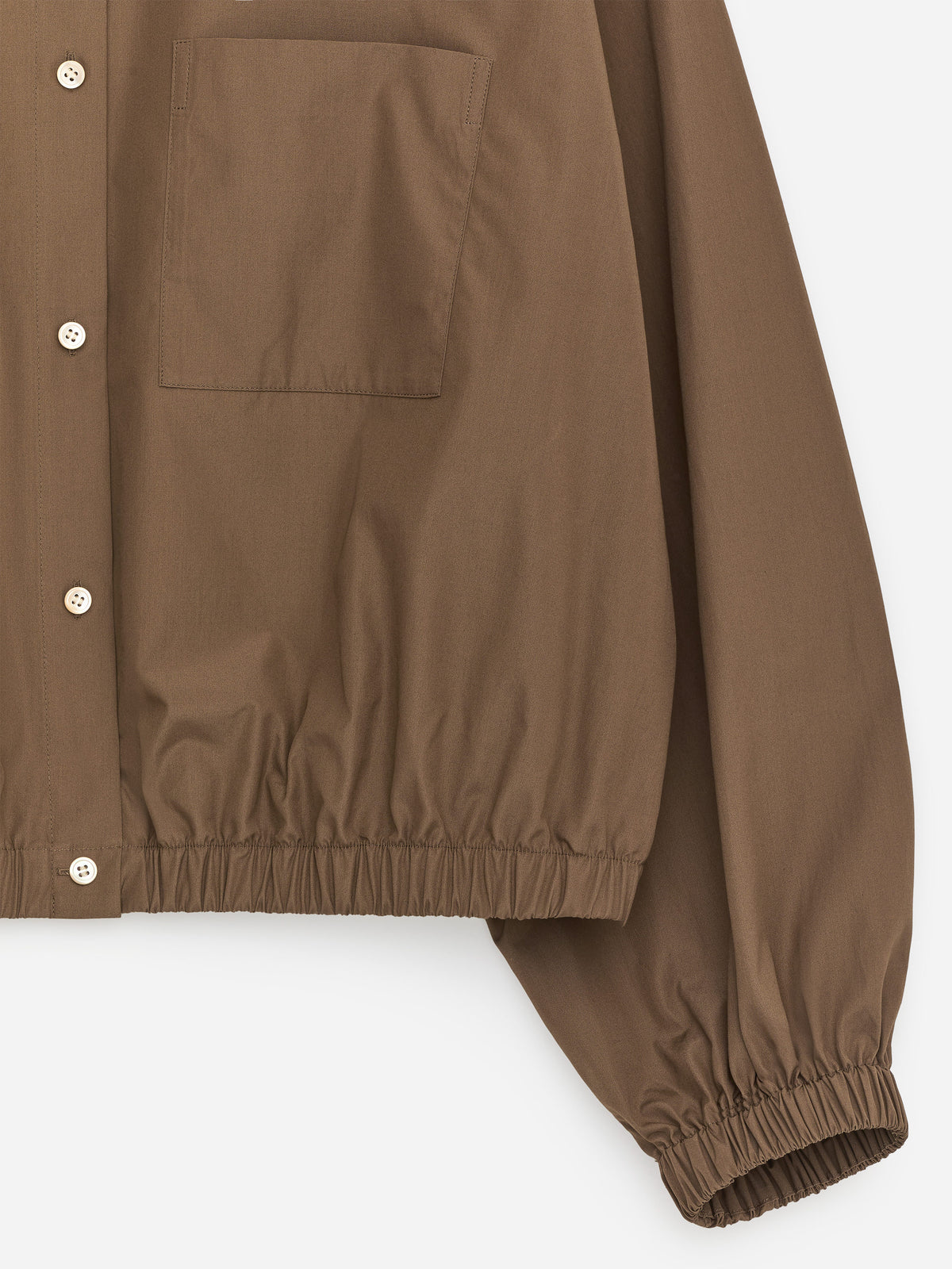 Cropped Cotton Shirt - Brown - Image 2