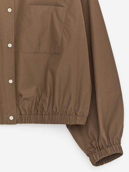 Cropped Cotton Shirt - Brown - Image 2