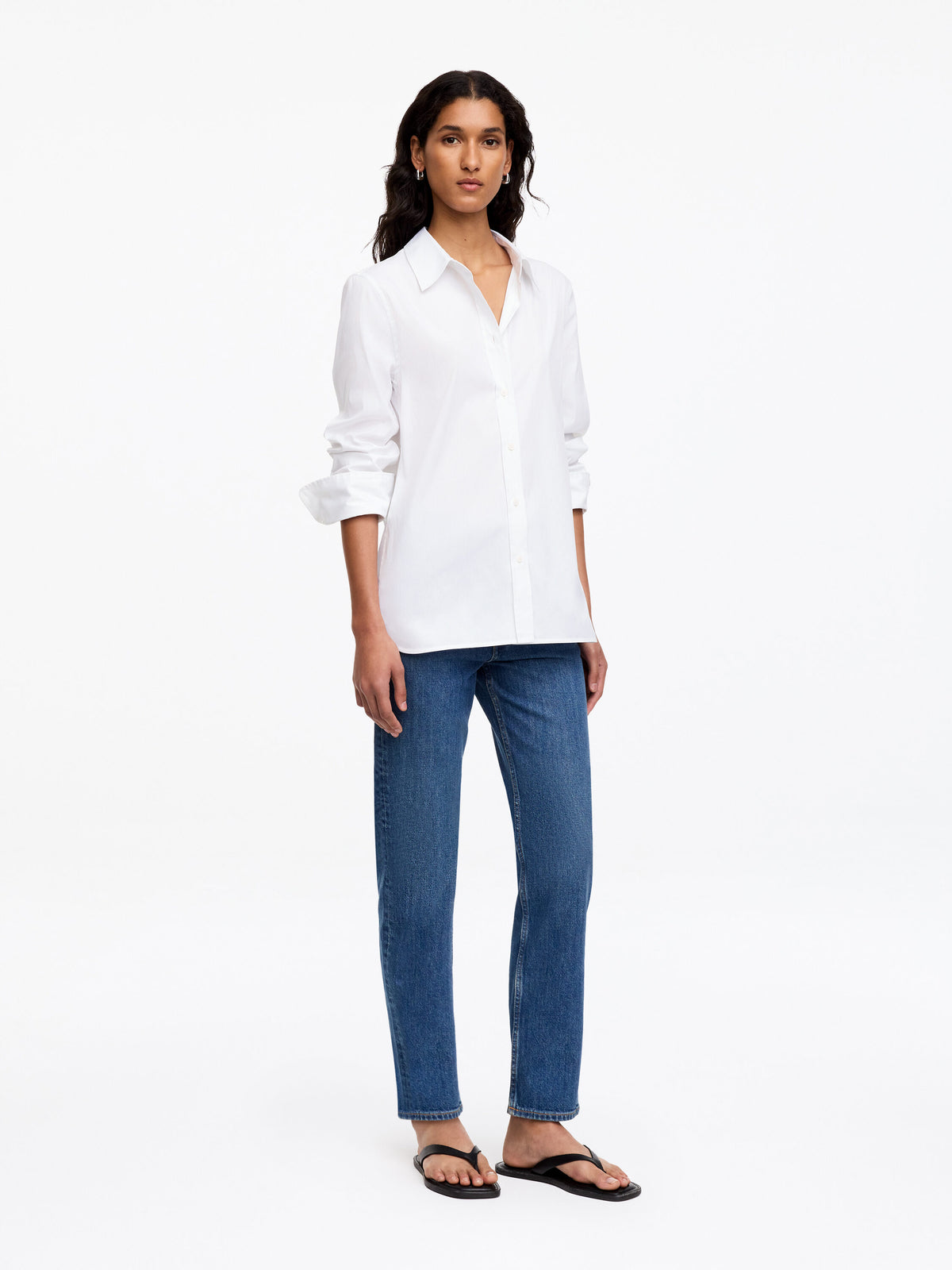 Slim Stretch Cotton Shirt - White - Image 2