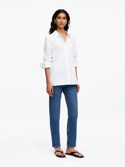 Slim Stretch Cotton Shirt - White - Image 2