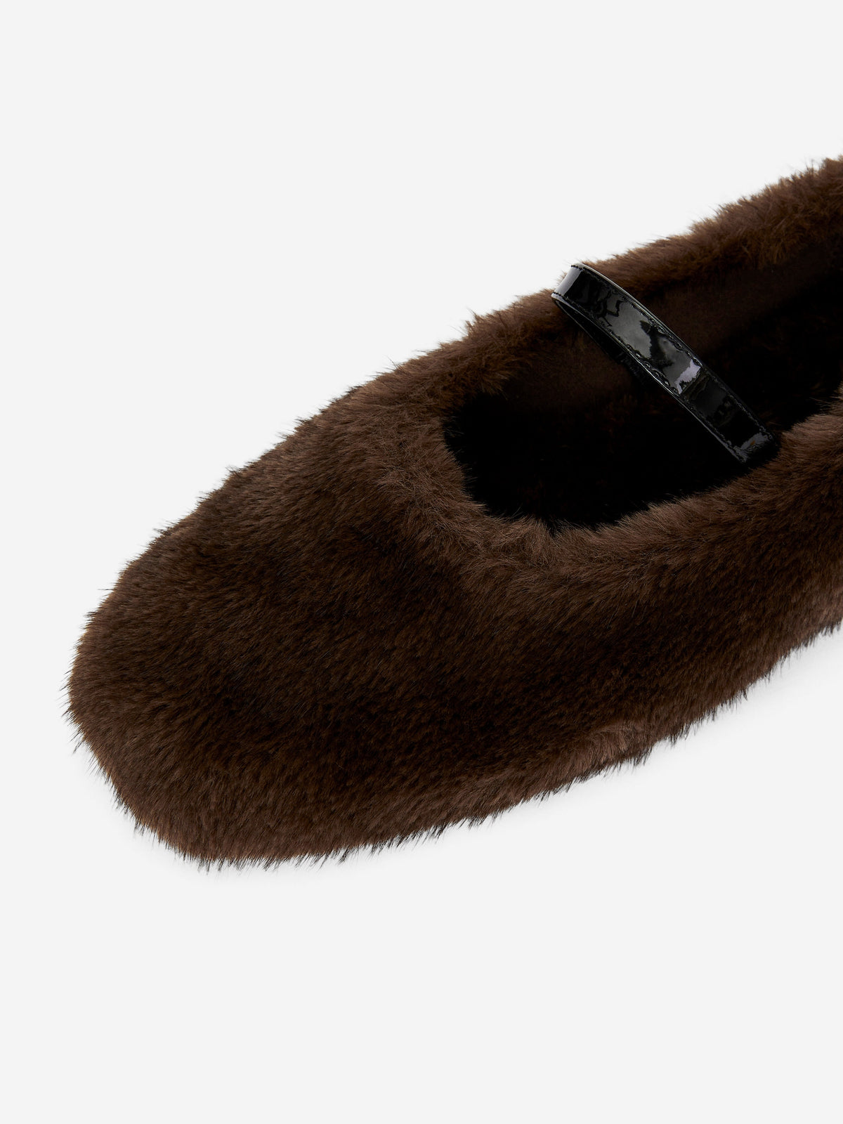 Faux-Fur Mary Jane Flats - Brown - Image 6