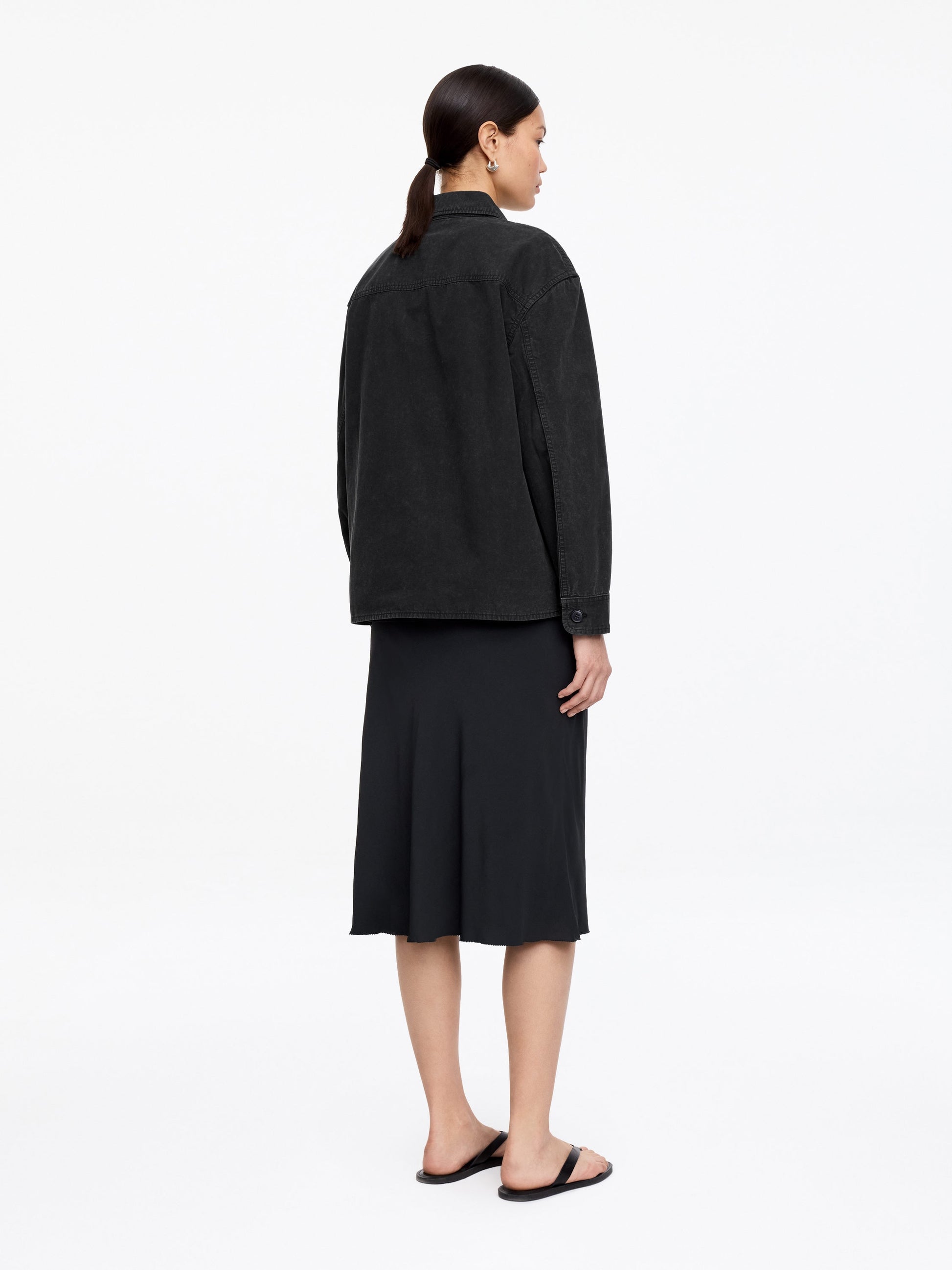 Knot-Button Overshirt - Black - Image 3