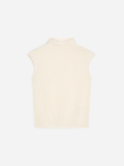 Pure Cashmere Mock-Neck Top - White - Image 5