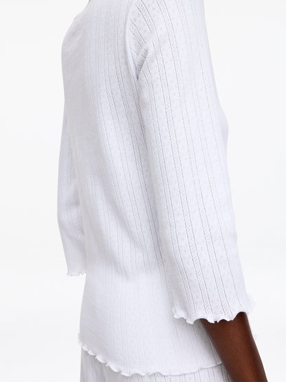 Pointelle-Knitted Top - White - Image 4