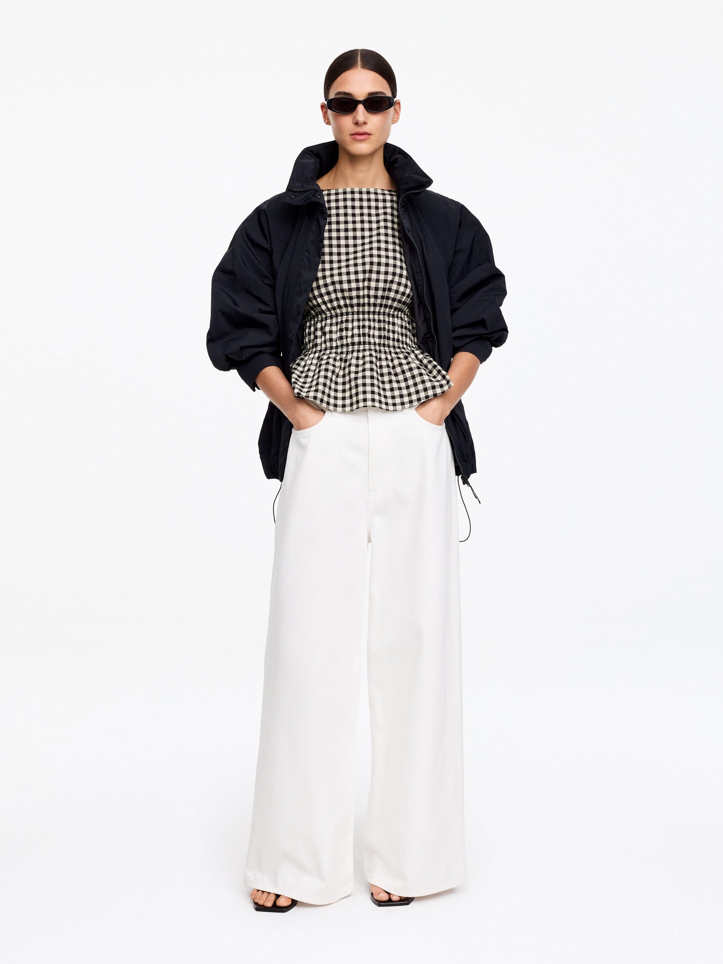 Seersucker Smock Top - Black - Image 2