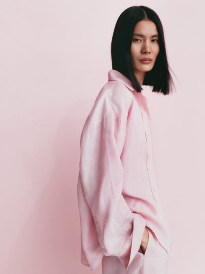 Linen Shirt - Pink - Image 7