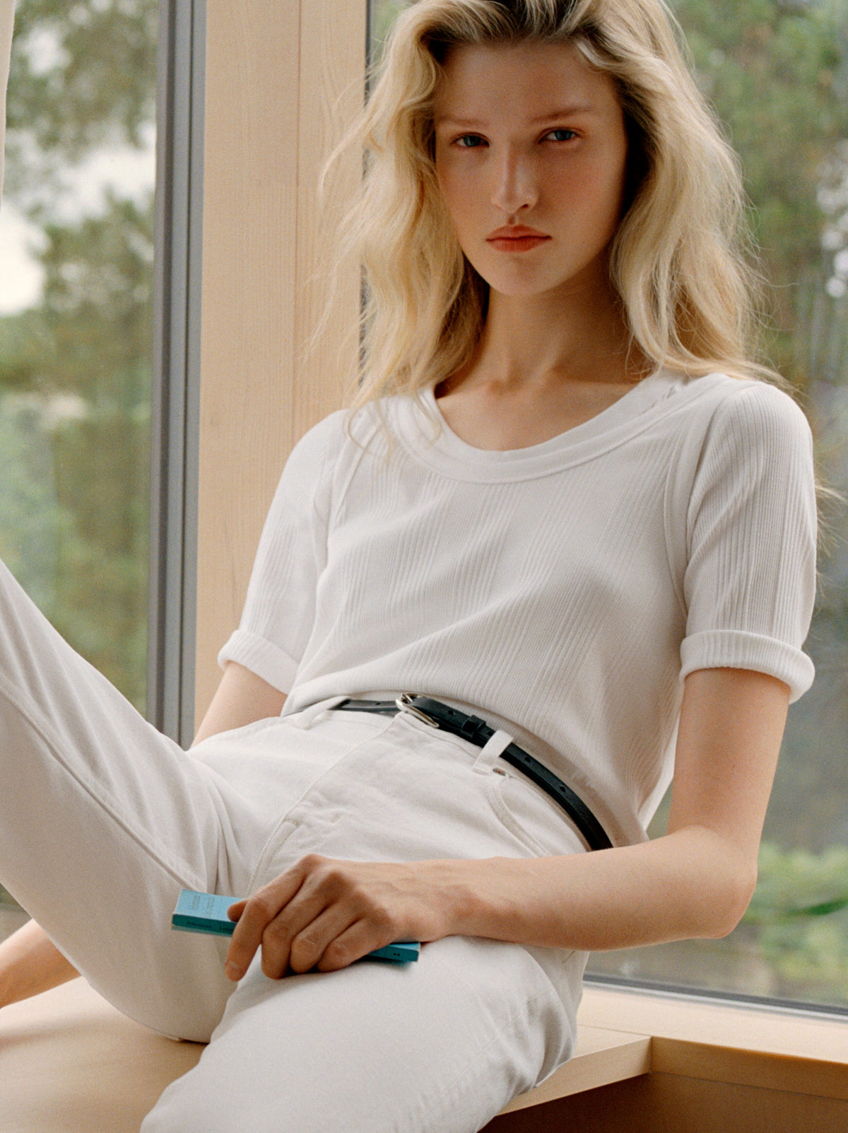 Rib T-shirt - White - Image 7