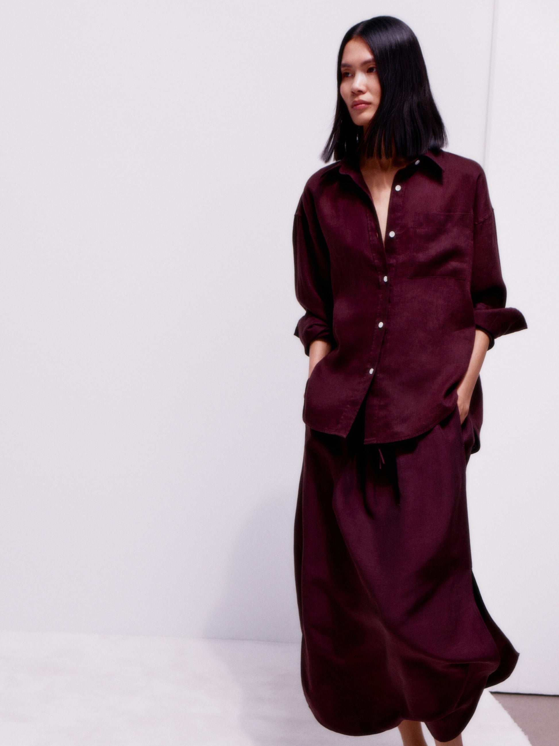 Linen Shirt - Brown - Image 13
