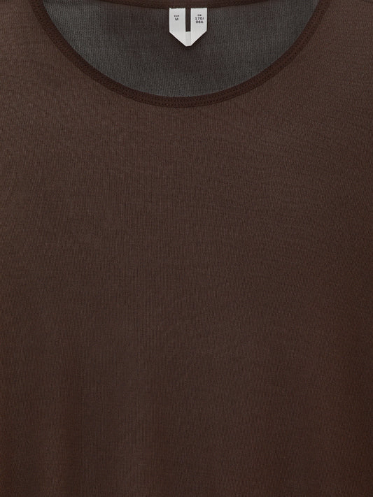 Slim Silk Top - Brown - Image 2