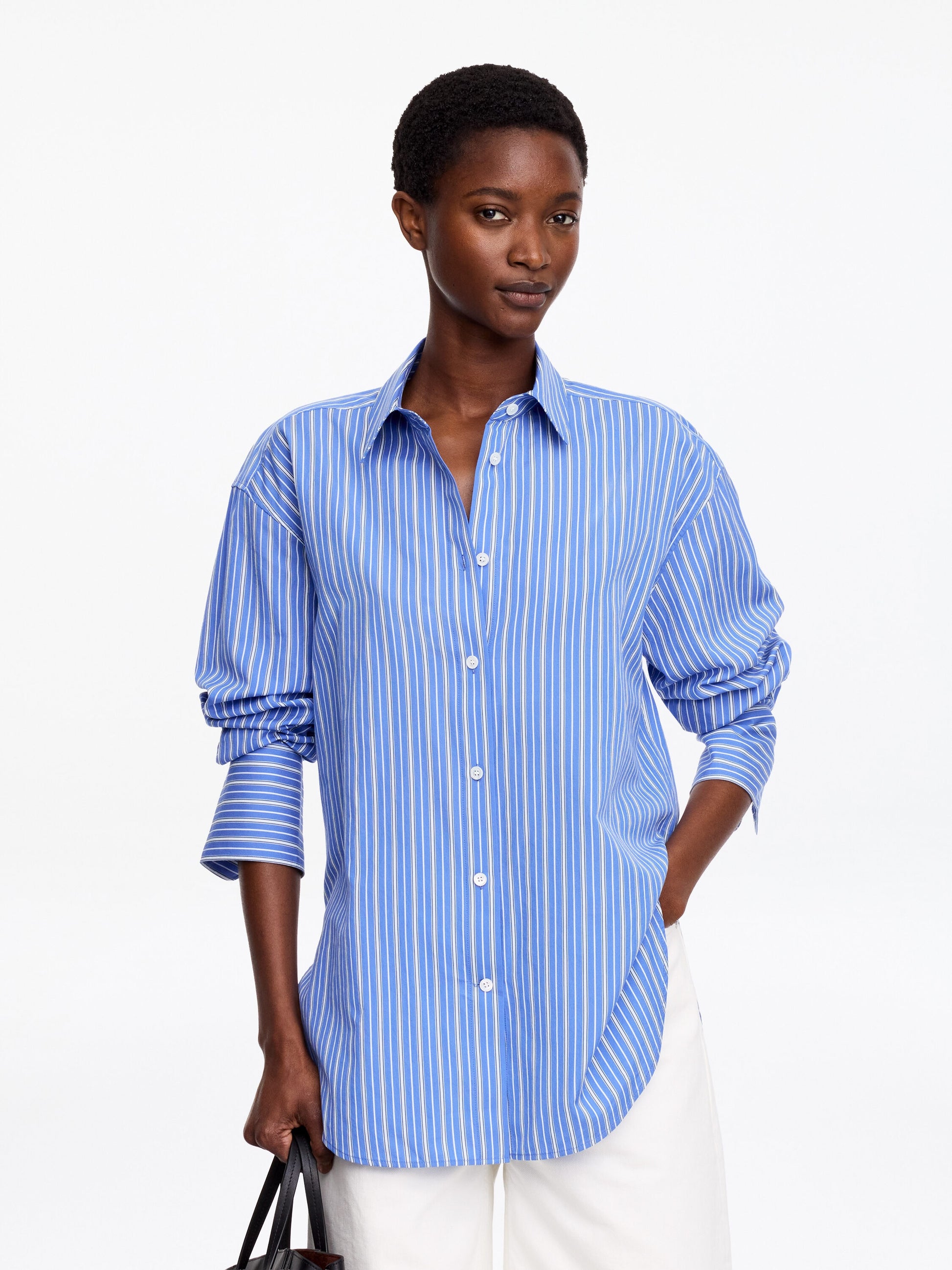 Cotton-Silk Loose Shirt - Blue
