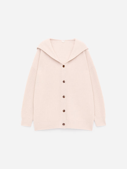 Cashmere-Wool Hooded Cardigan - Beige