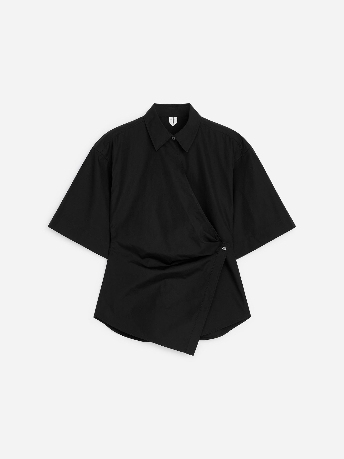 Cotton Wrap Shirt - Black - Image 5