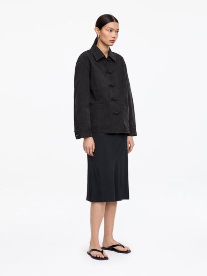 Knot-Button Overshirt - Black - Image 2