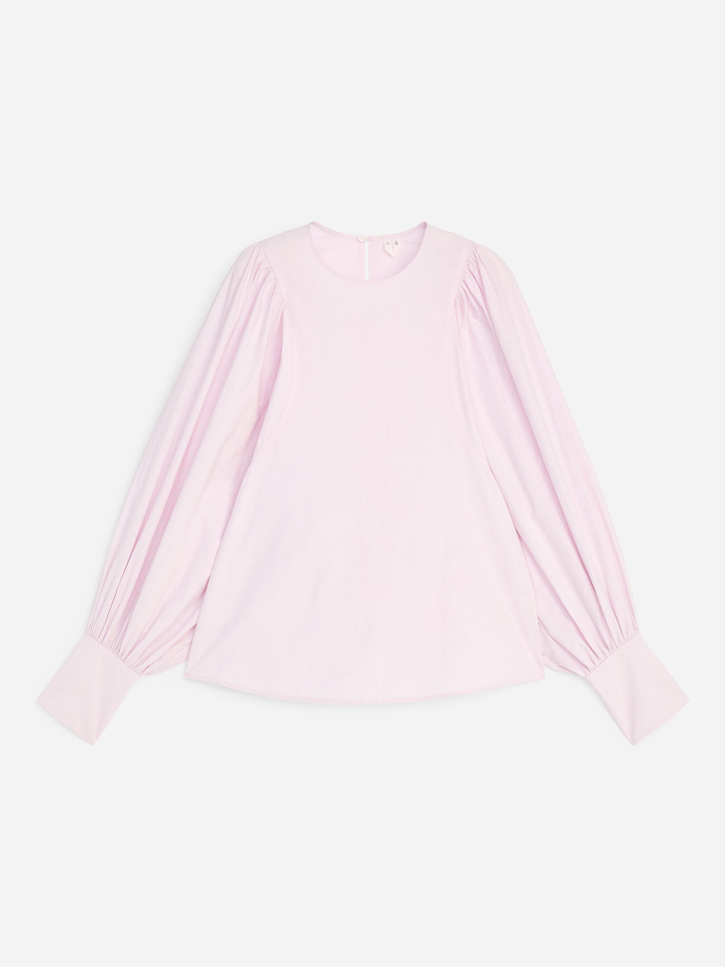 Volume-Sleeve Cotton Blouse - Pink - Image 5