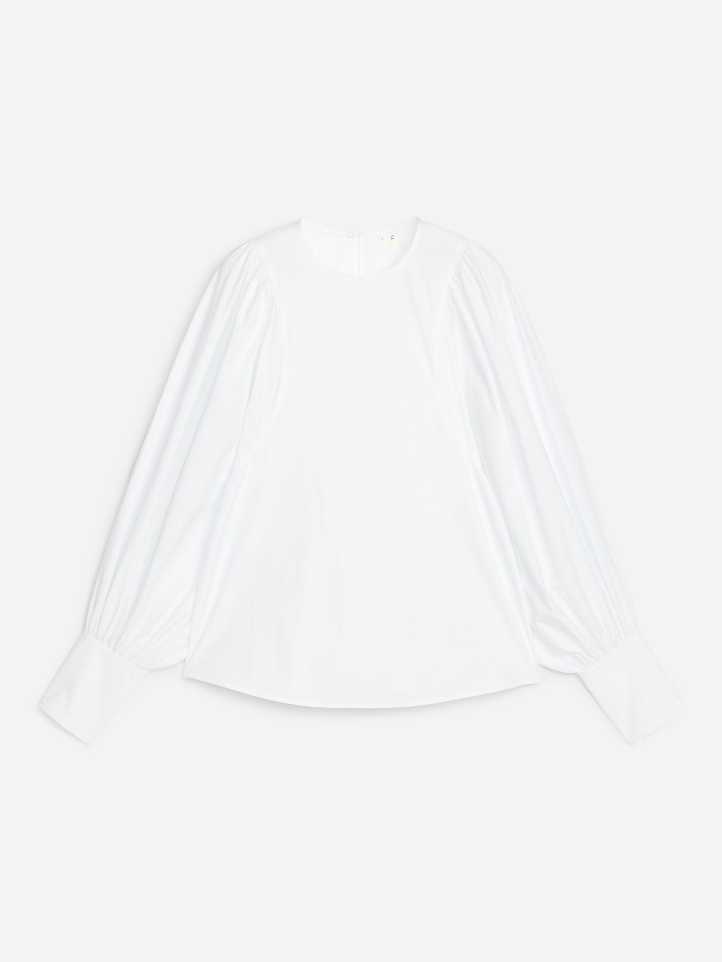 Volume-Sleeve Cotton Blouse - White - Image 5