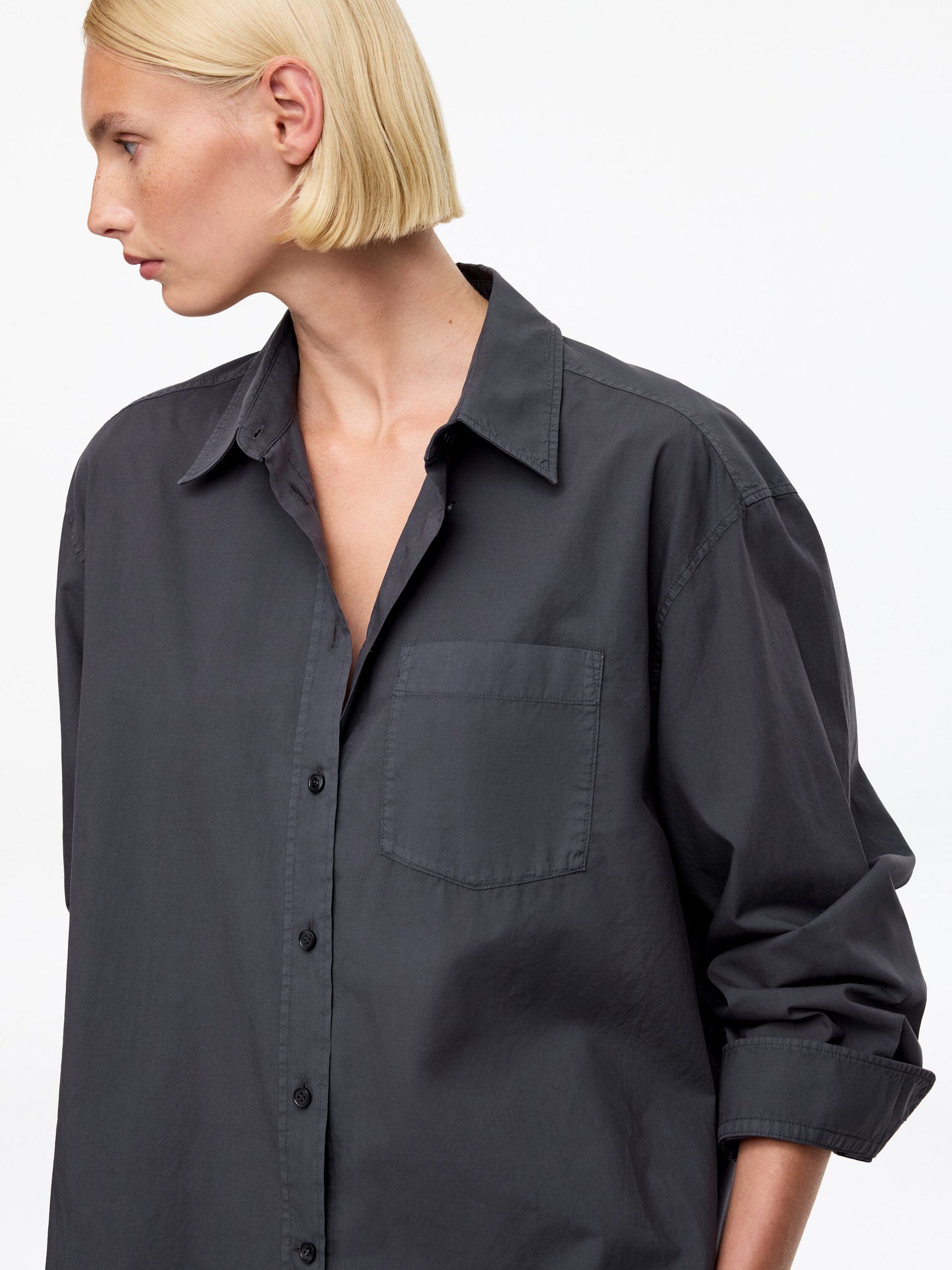 Cotton Poplin Shirt - Black - Image 3