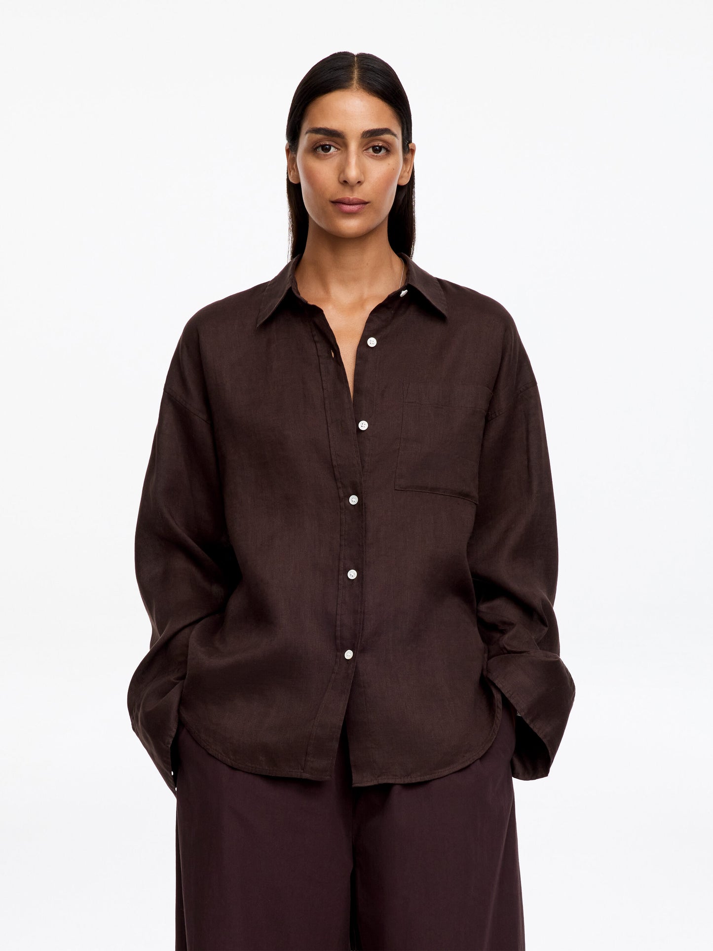 Linen Shirt - Brown - Image 2