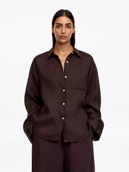 Linen Shirt - Brown - Image 2