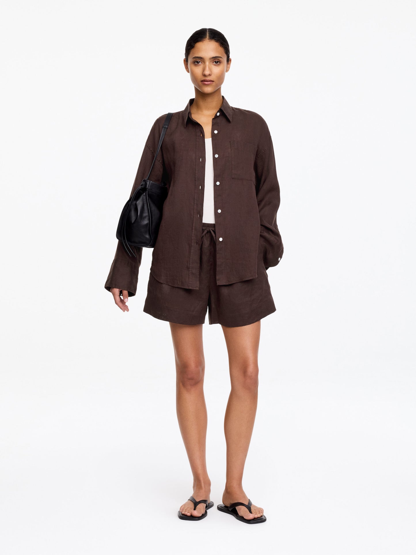 Linen Shirt - Brown - Image 3