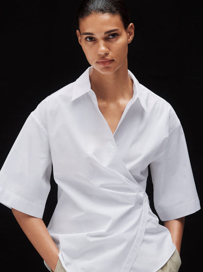 Cotton Wrap Shirt - White - Image 6