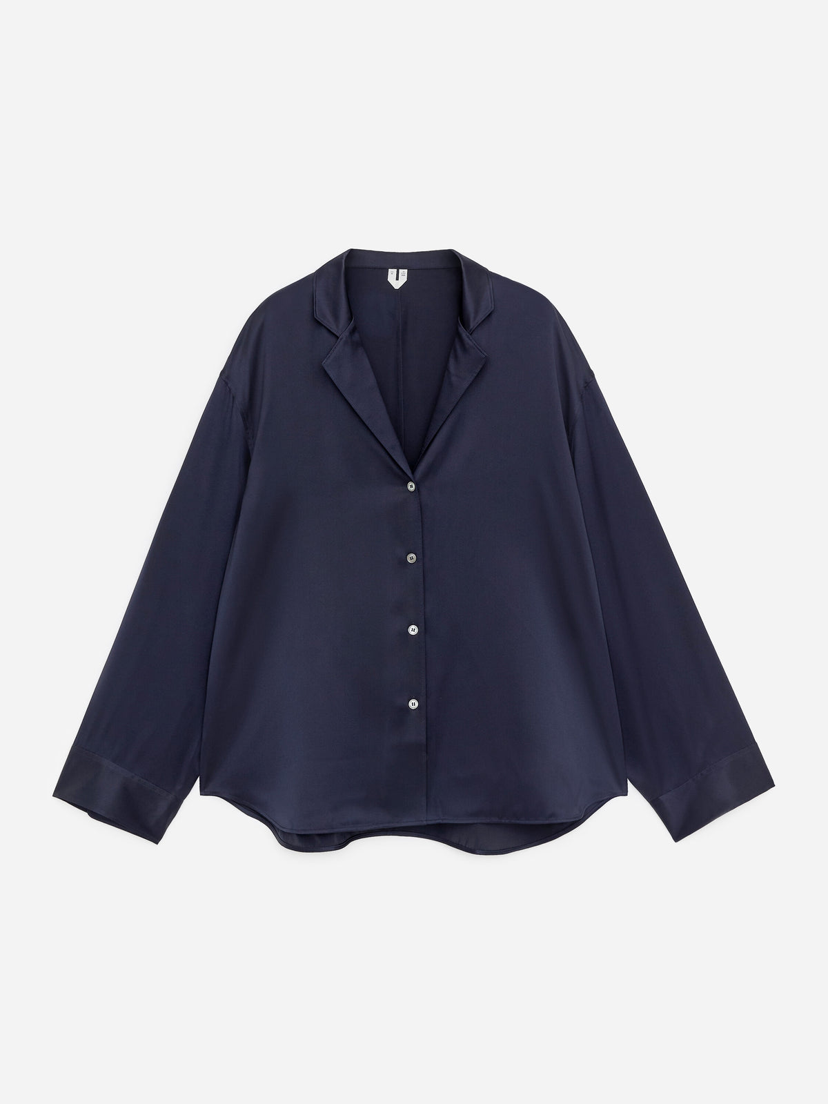Silk Satin Shirt - Blue - Image 5