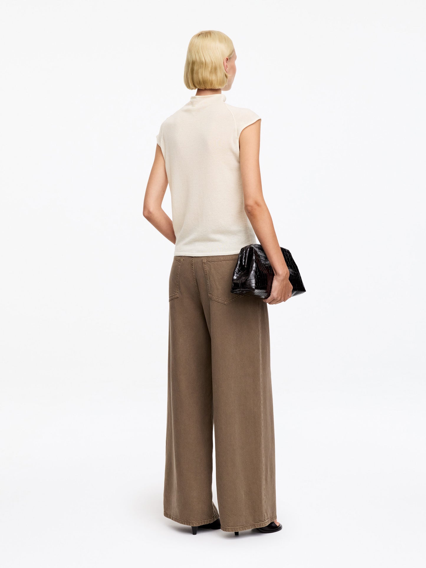 Pure Cashmere Mock-Neck Top - White - Image 3
