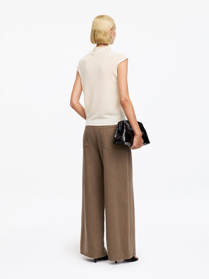 Pure Cashmere Mock-Neck Top - White - Image 3