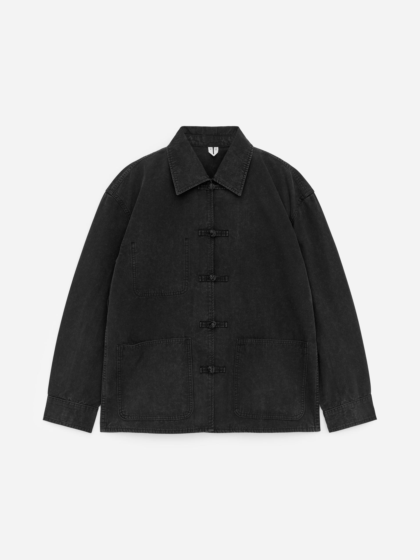 Knot-Button Overshirt - Black - Image 5