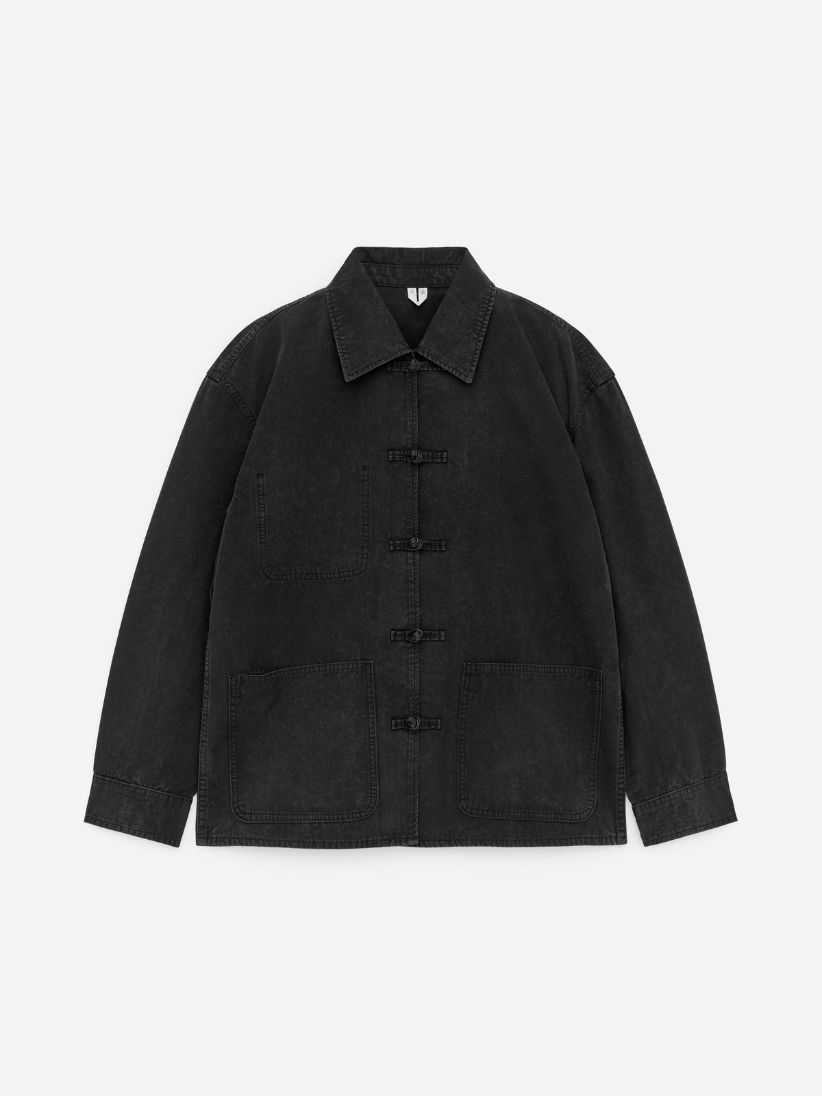 Knot-Button Overshirt - Black - Image 5