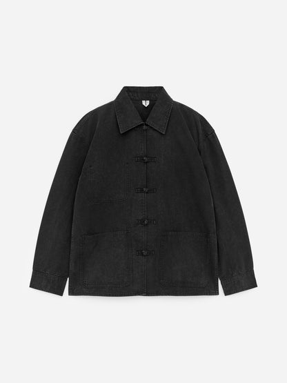 Knot-Button Overshirt - Black - Image 5